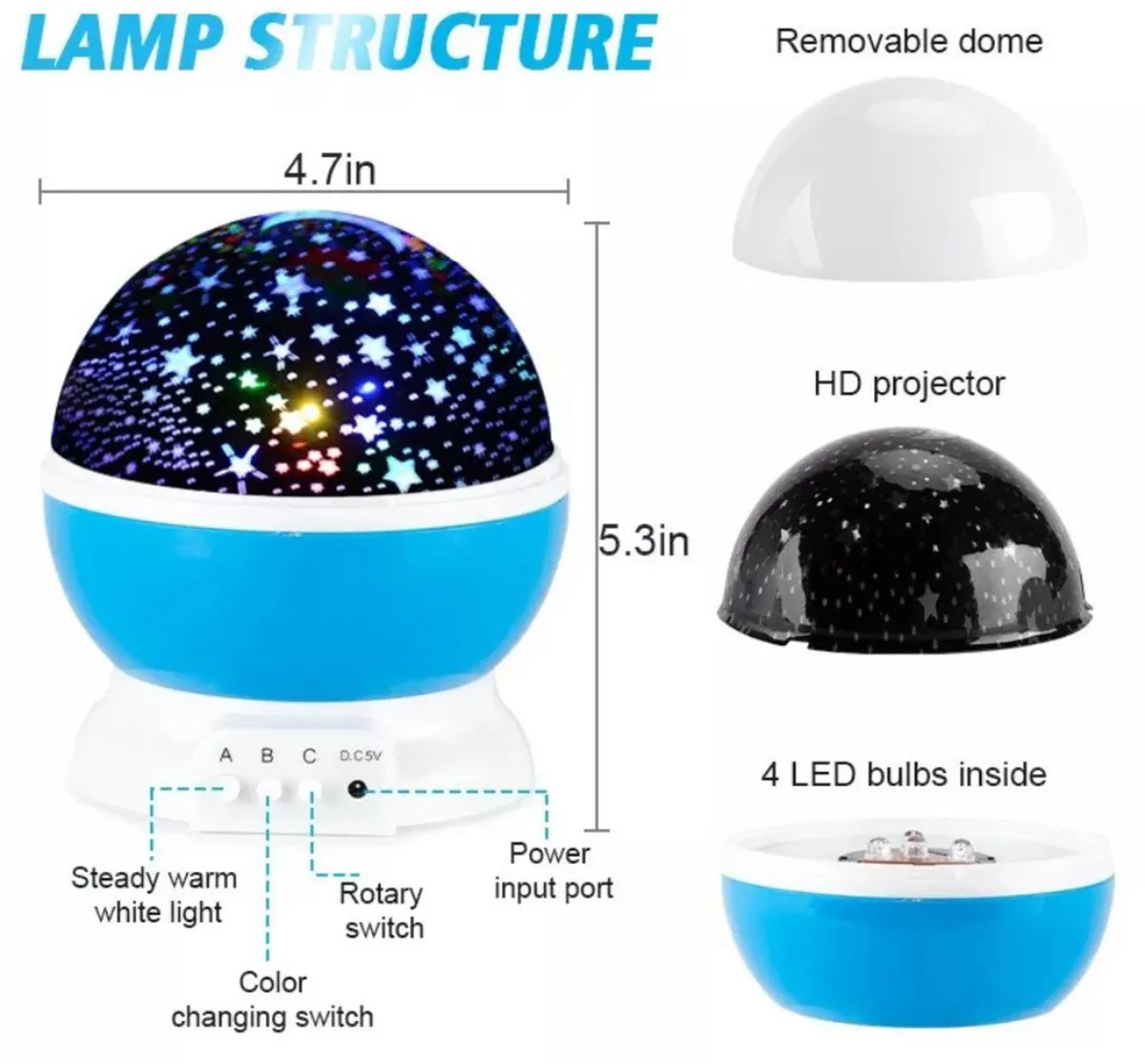 Rotating LED Galaxy Starry Night Light Projector - Image 4