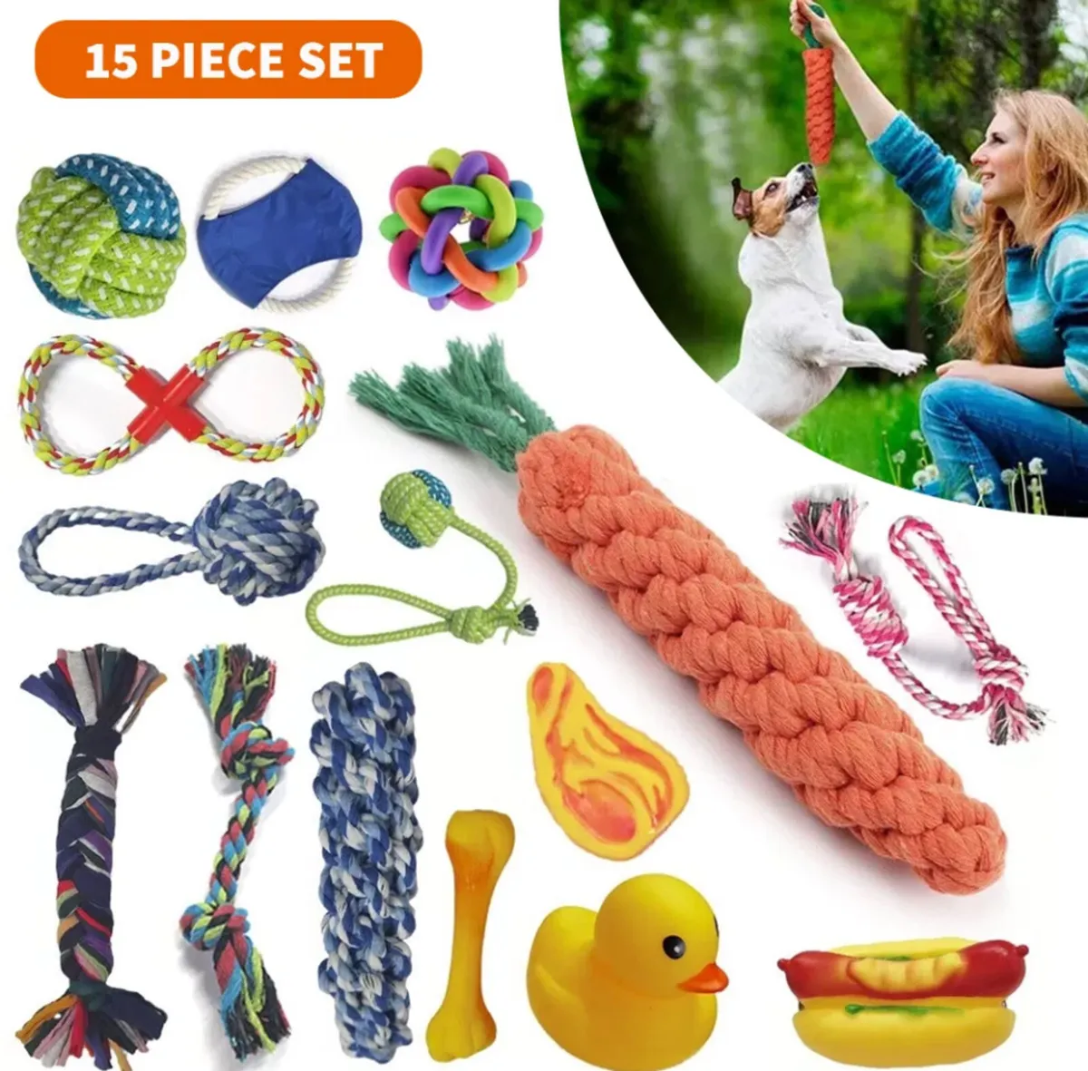 15PCS Tough Puppy Dog Toys Bundle NEW - Image 3