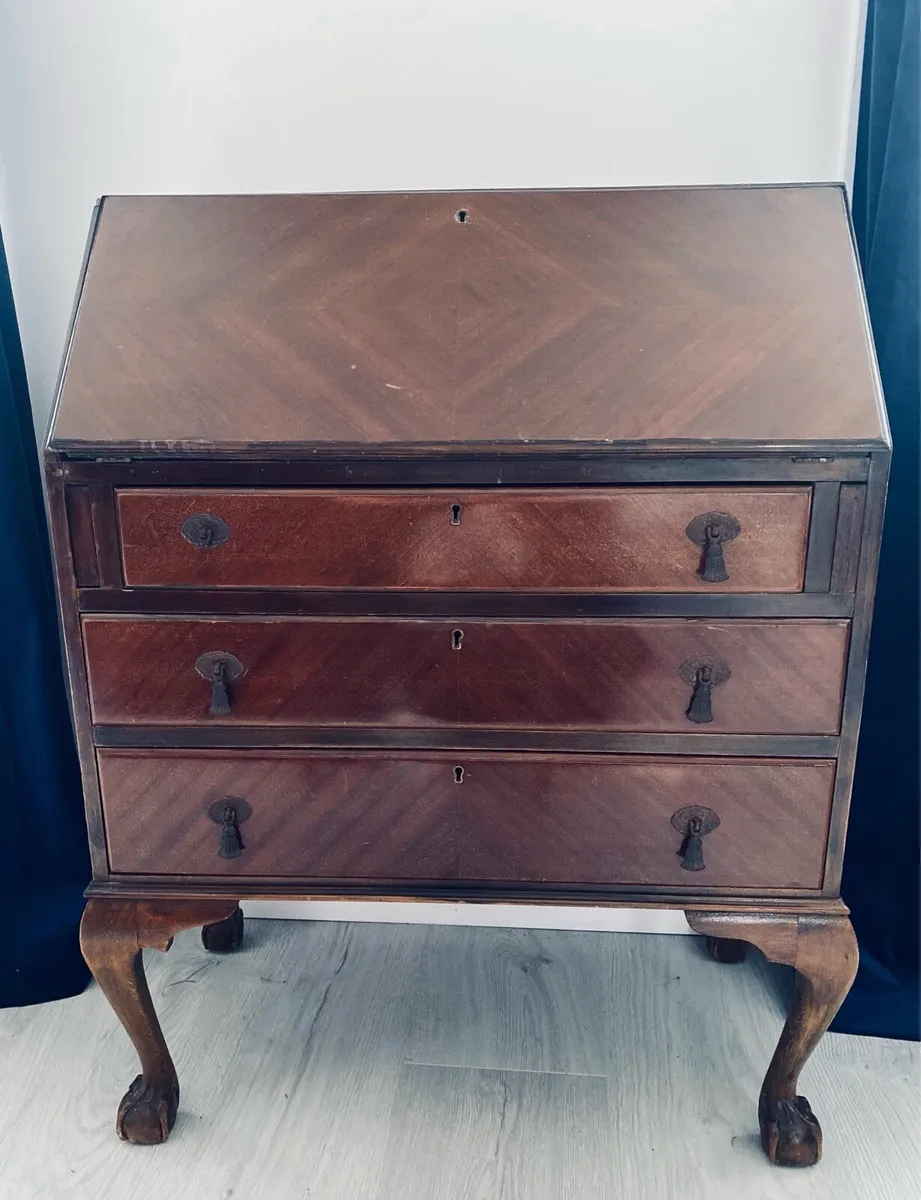 Antique desk / writing bureau solid wood - Image 1