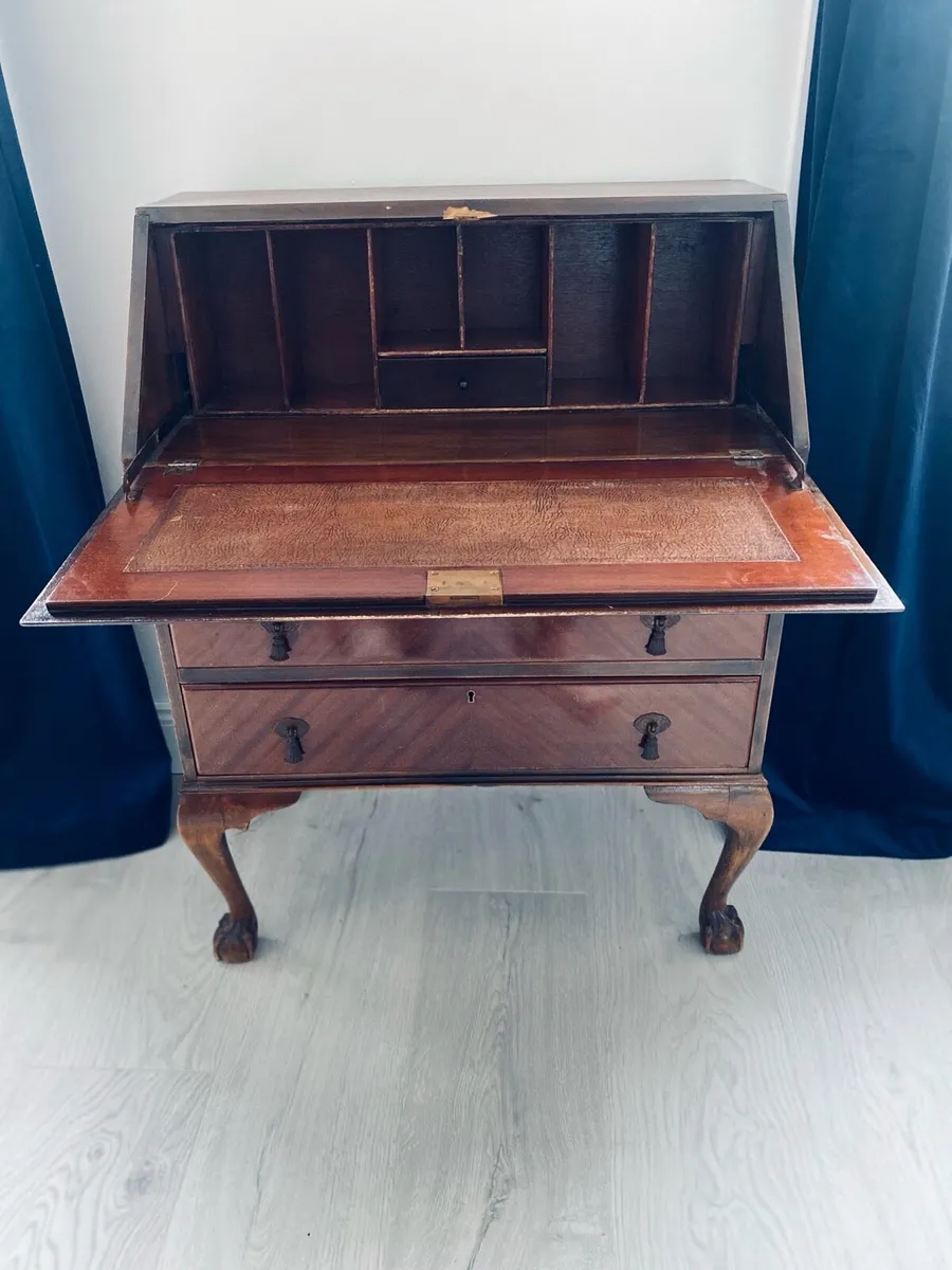 Antique desk / writing bureau solid wood - Image 2