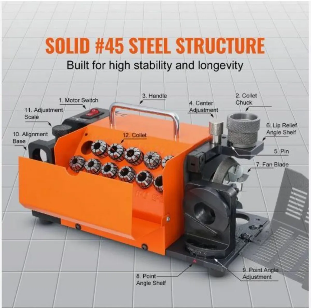 Drill Bits Sharpener, MR-13A Drill Bits Grinder - Image 4