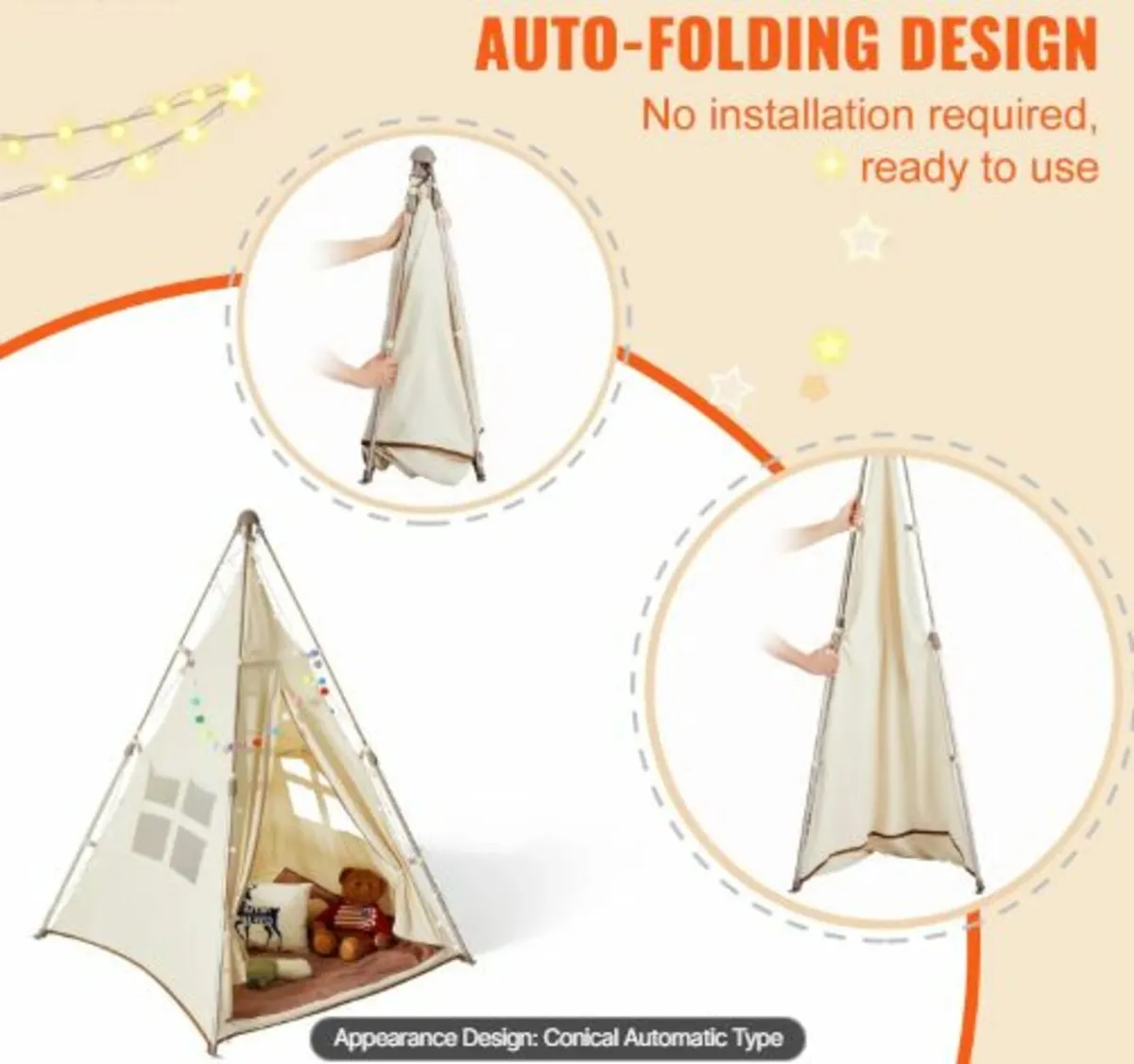 Kids Play Tent,Teepee Tent for Kids 1-5 Years Old - Image 2