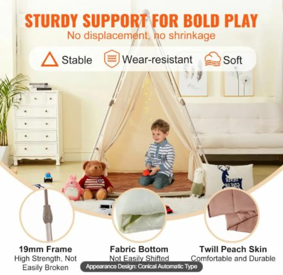 Kids Play Tent,Teepee Tent for Kids 1-5 Years Old - Image 3