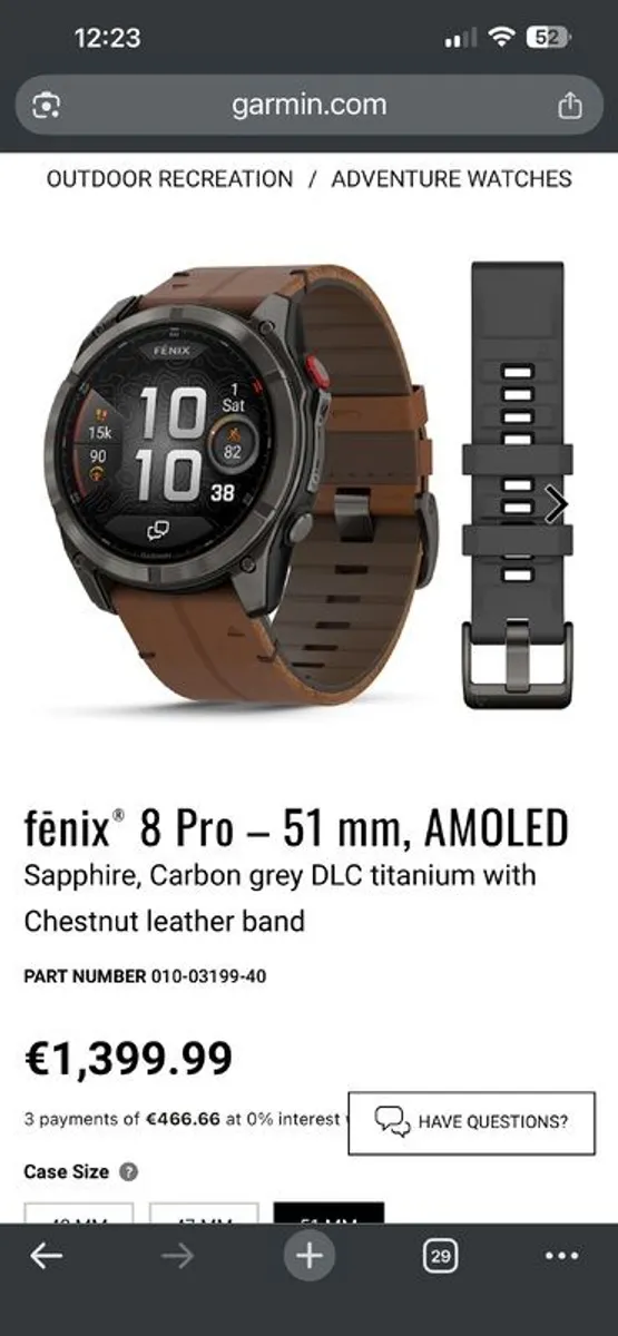 Garmin Fenix 8 Pro - 51mm Sapphire / Titanium (brand New Watch & Model) Dlc Grey Carbon - Image 1