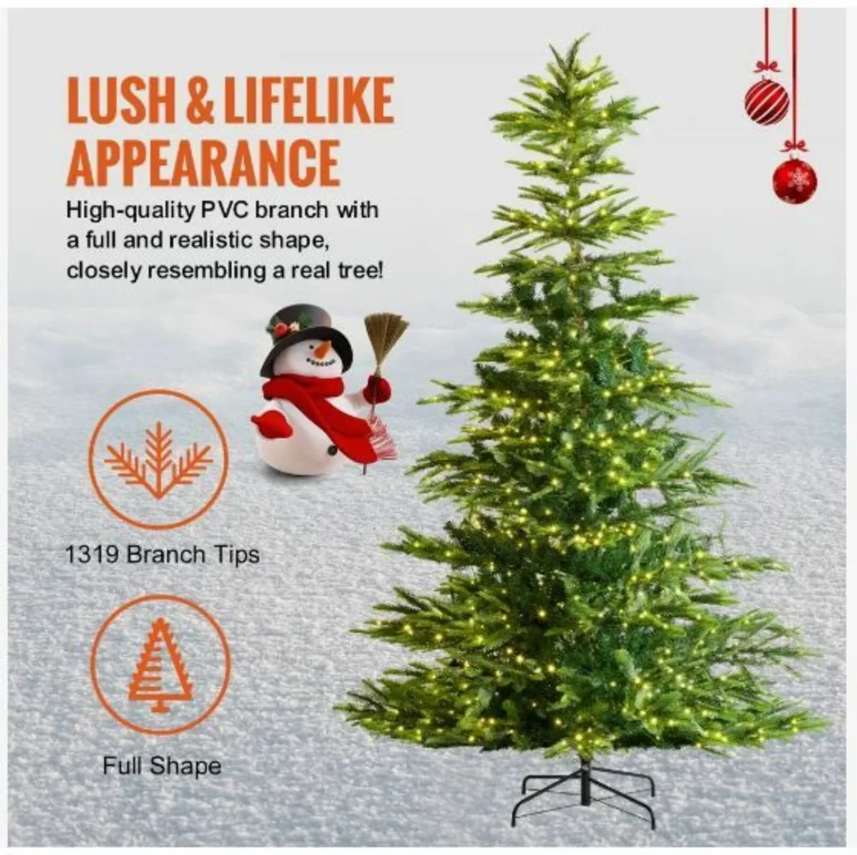 Christmas Tree, 7.5ft Prelit Artificial Xmas Tree - Image 1