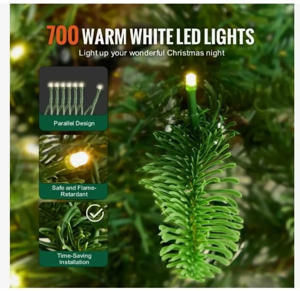 Christmas Tree, 7.5ft Prelit Artificial Xmas Tree - Image 2