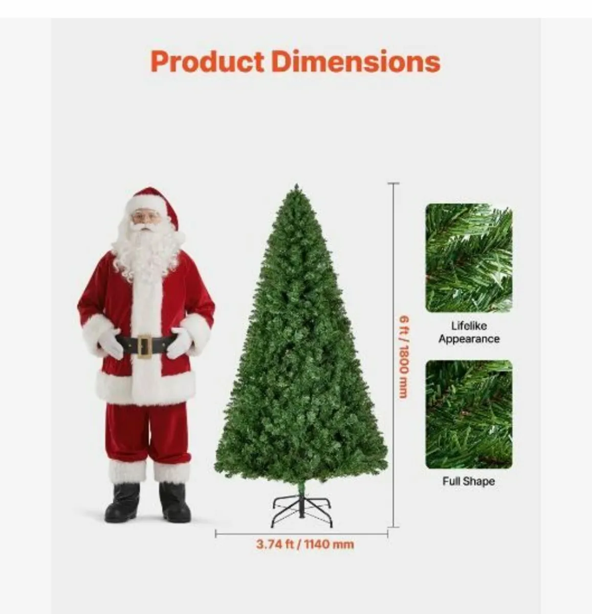 Christmas Tree, 1.8m Artificial Xmas Tree - Image 2