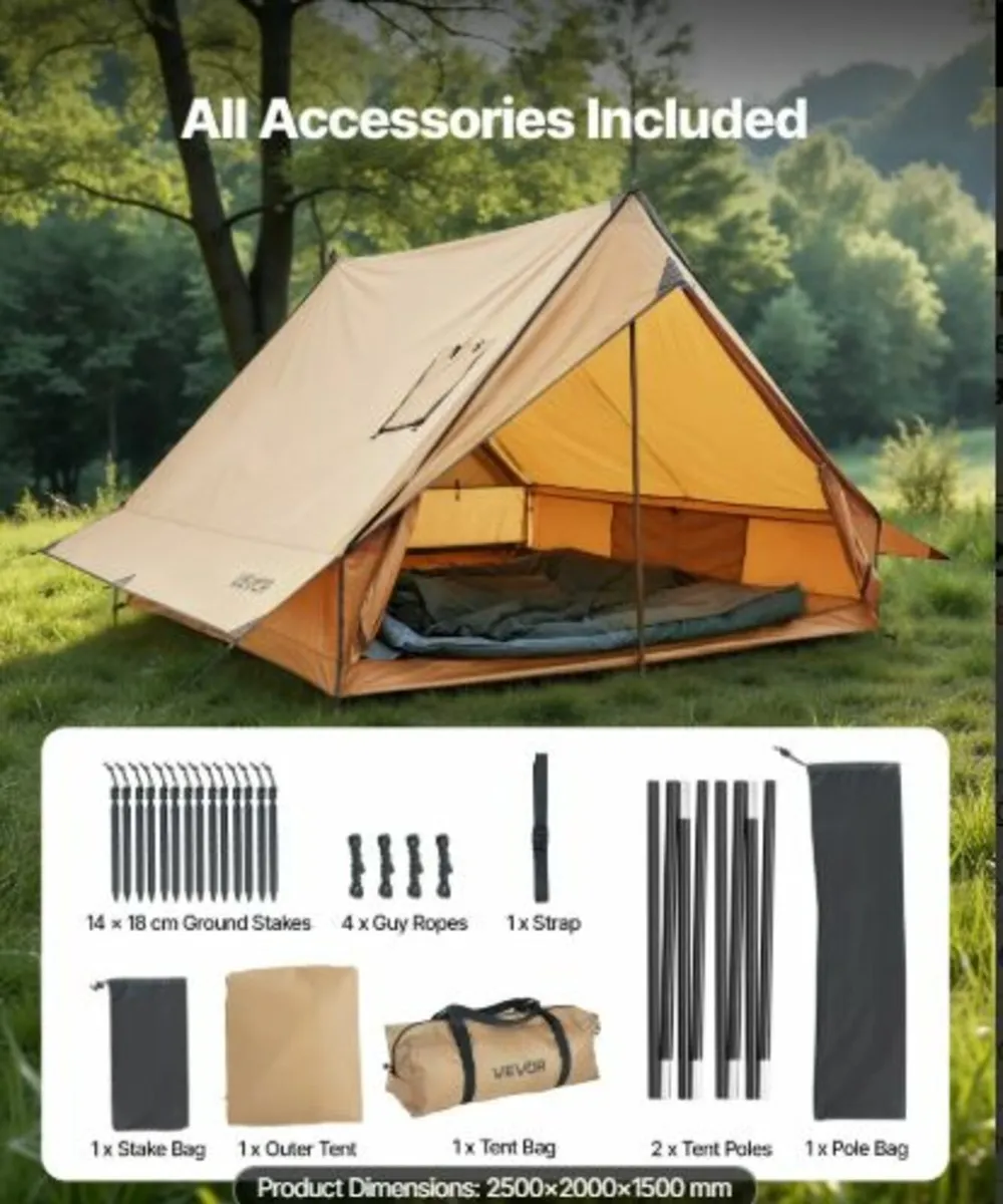 Camping Hot Tent, 2 Persons Cabin Tent with Stove - Image 3