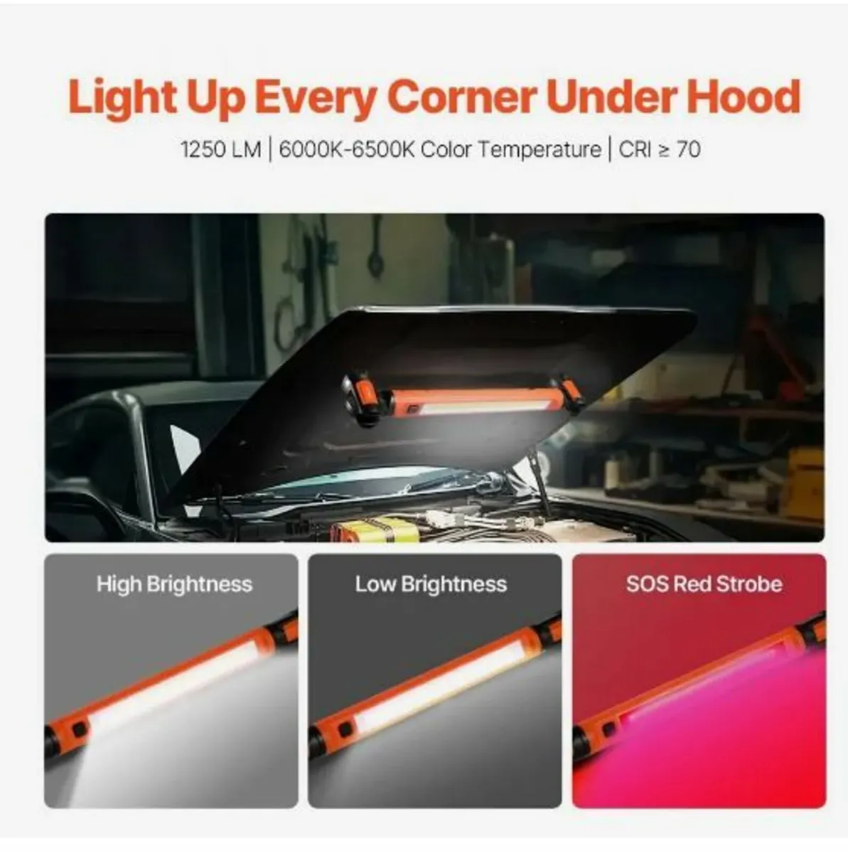 Underhood Work Light, 1250LM, 6000mAh Rechargeable - Image 1