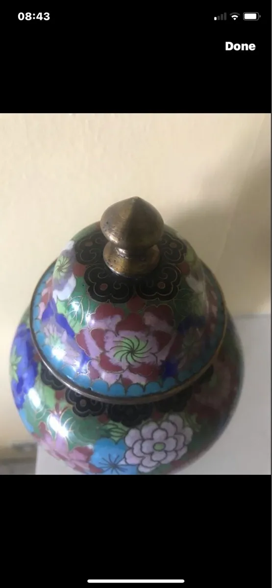Antique/ Vintage Cloisonne Jar with Lid - Image 4