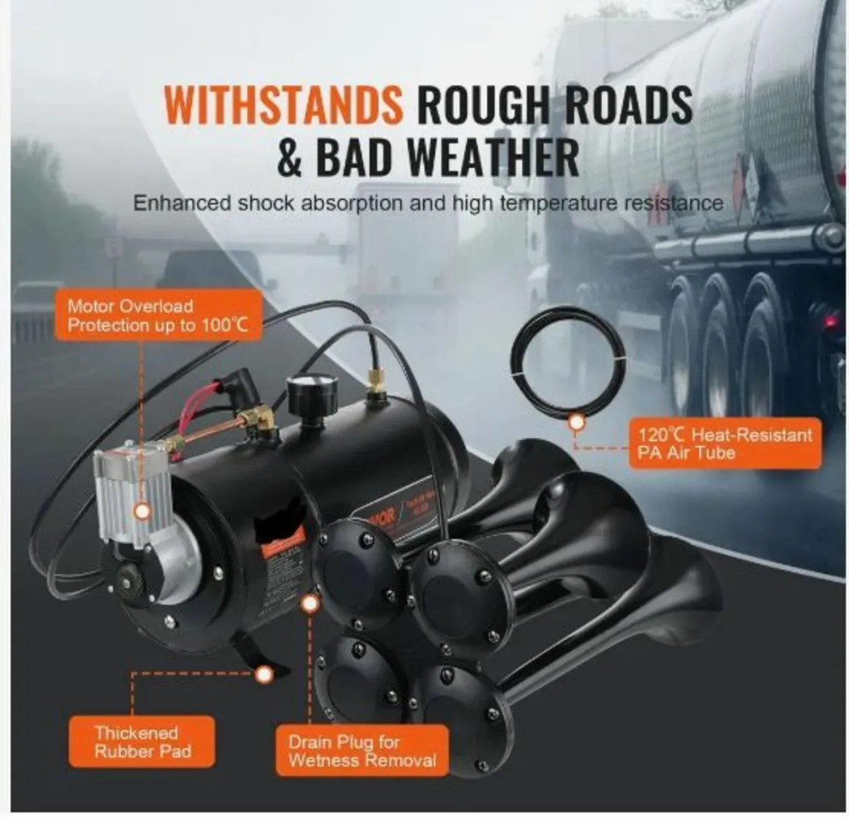 Train Horns Kit 4 Trumpet Air Horn Kit - Image 3