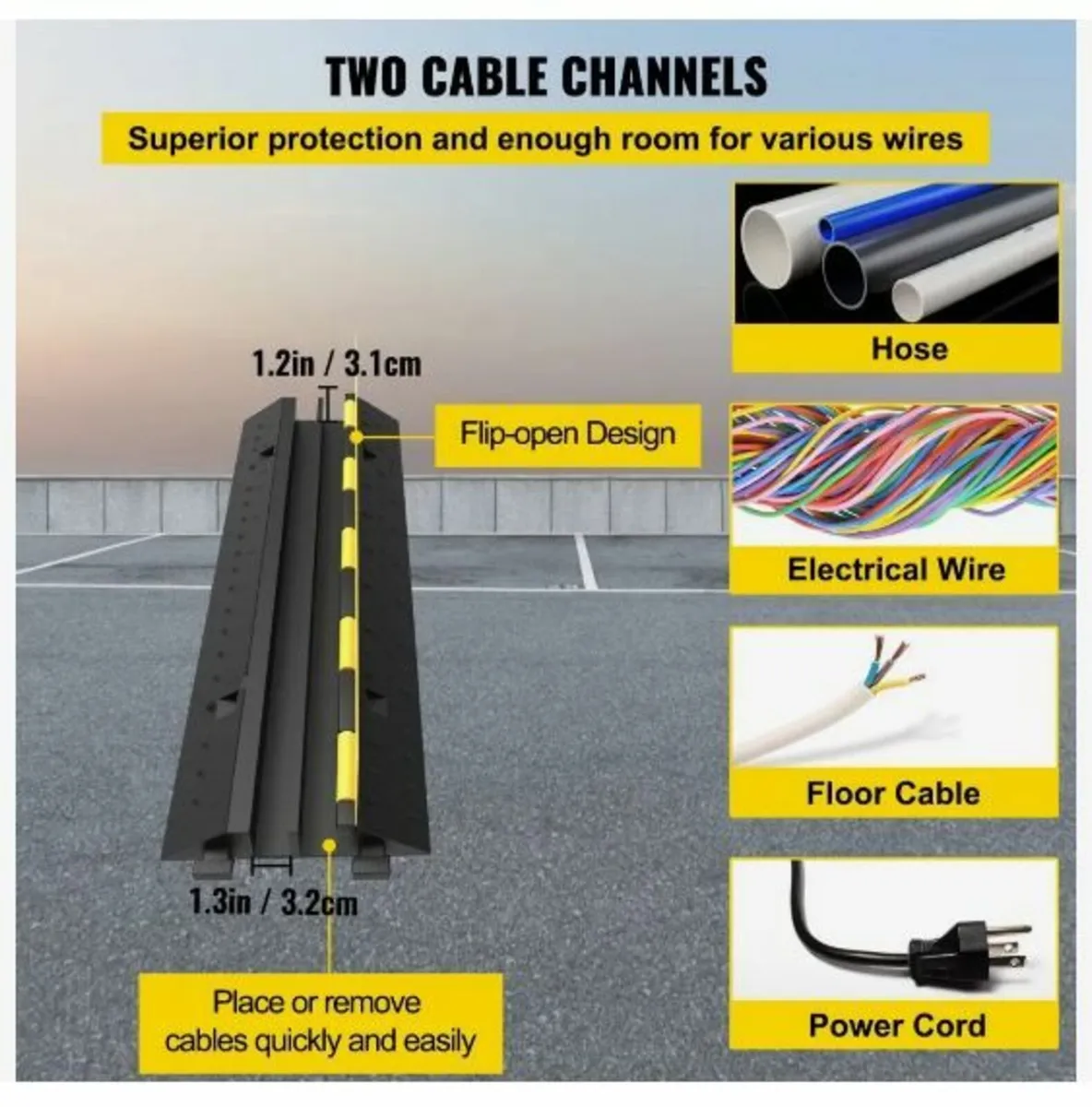 Wire Cord Ramp Driveway Rubber Traffic Speed Bumps - Image 2
