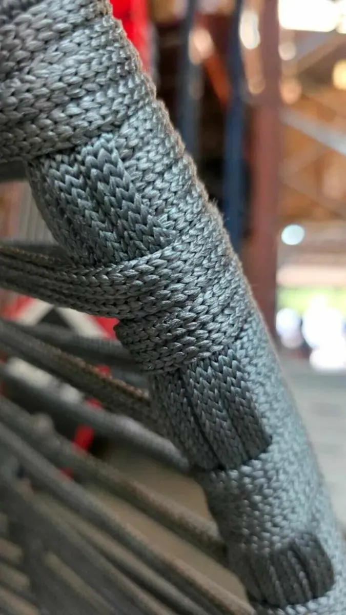 Double egg chair textile rope with cushion - Image 3