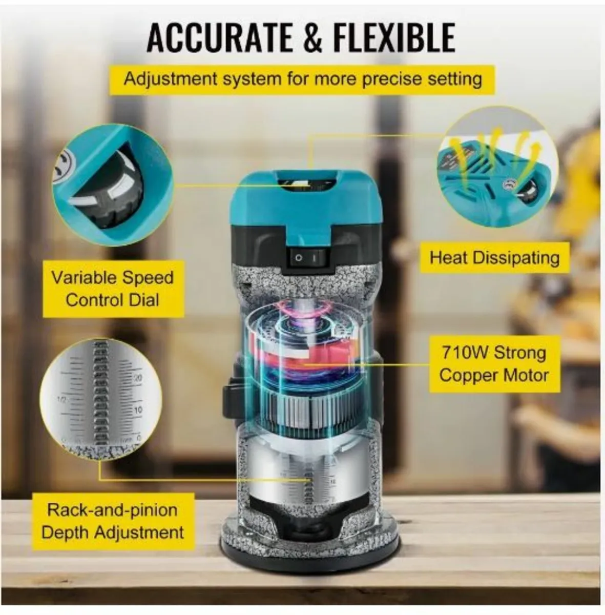 Router Tool, 710W Wood Router - Image 3