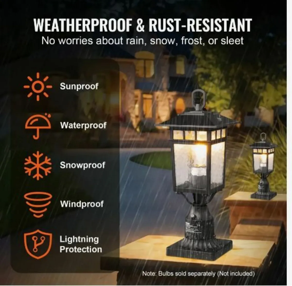 2 Pack Dusk to Dawn Outdoor Post Light, - Image 2