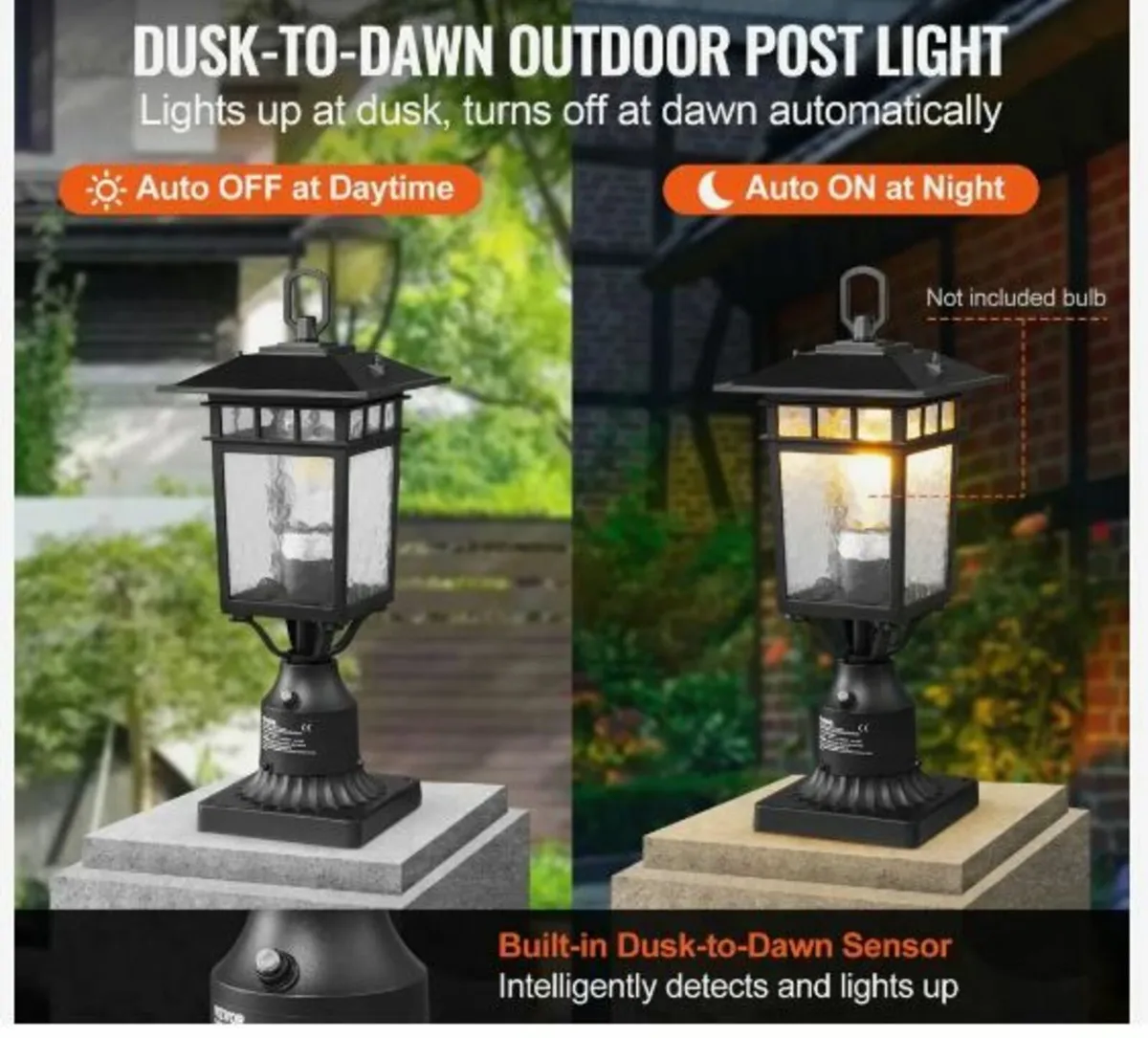 2 Pack Dusk to Dawn Outdoor Post Light, - Image 4