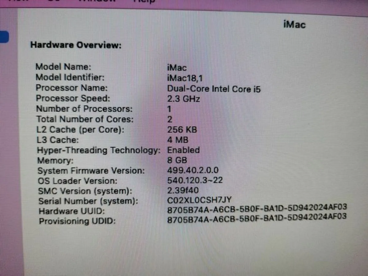 21.5" Imac 2.3ghz Dc I5, 8gb Ram (2017) - Image 2