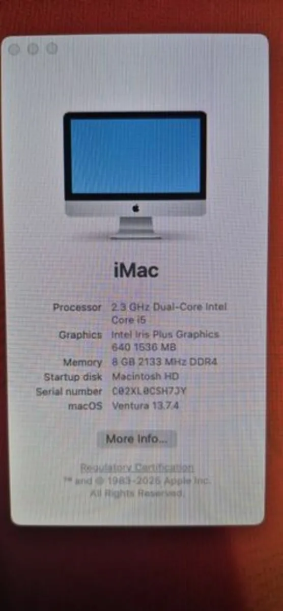 21.5" Imac 2.3ghz Dc I5, 8gb Ram (2017) - Image 3