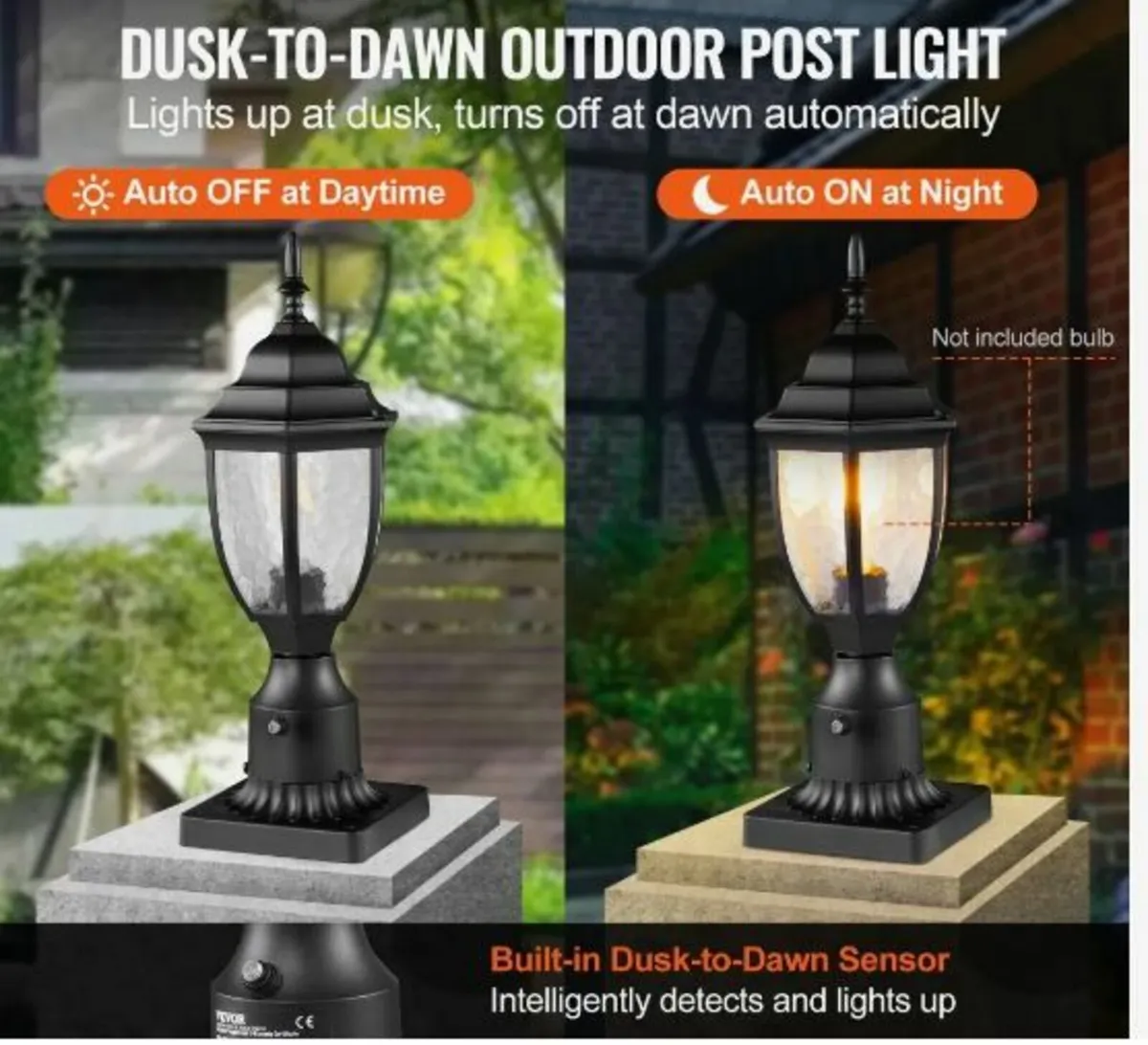 2 Pack Dusk to Dawn Outdoor Post Light - Image 2