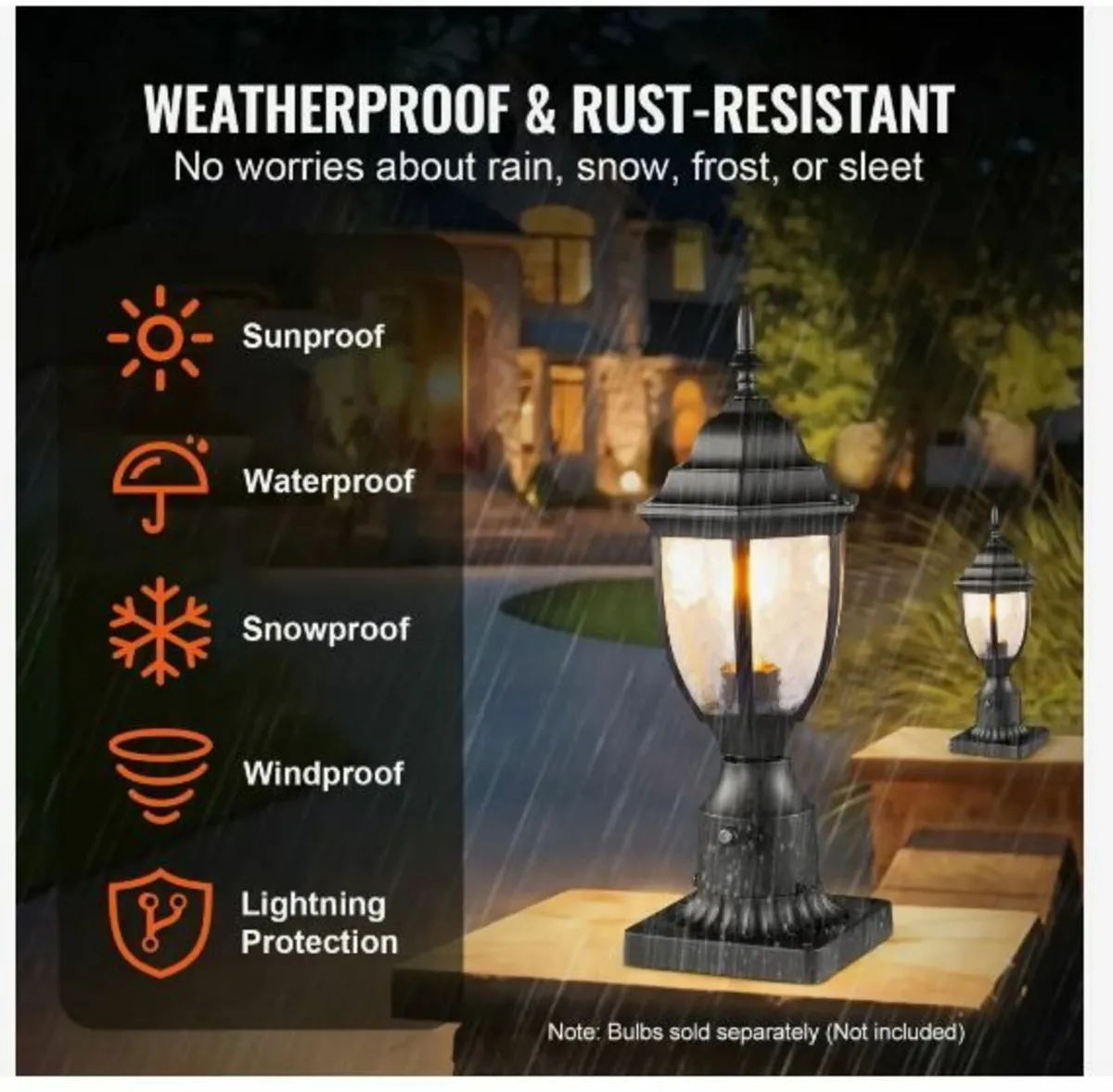 2 Pack Dusk to Dawn Outdoor Post Light - Image 4