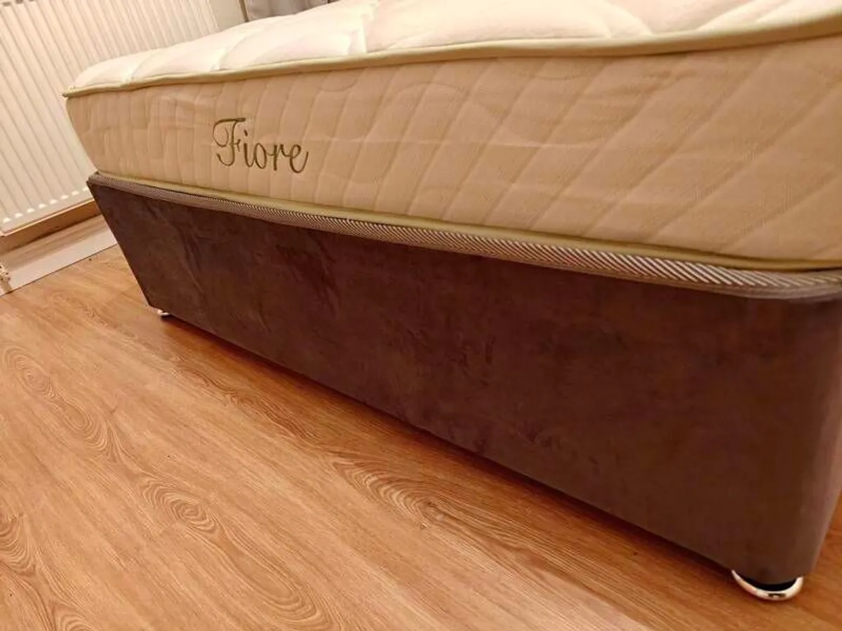 2 x Double Bed Sets - FIORE Double Mattresses + Dark Grey Divan Bases (Unused) - Image 4