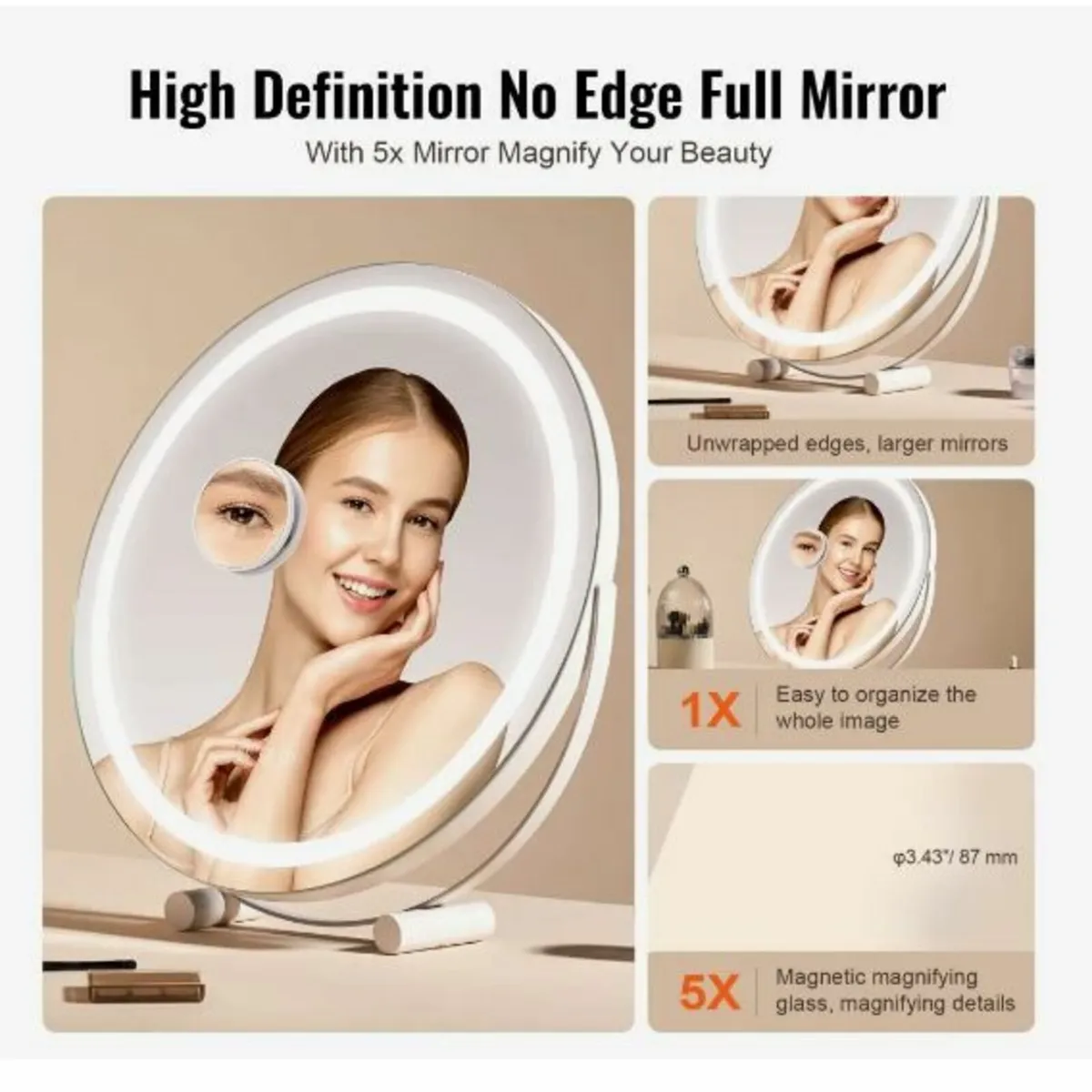 20” Vanity Mirror With Lights, LED Makeup - Image 2