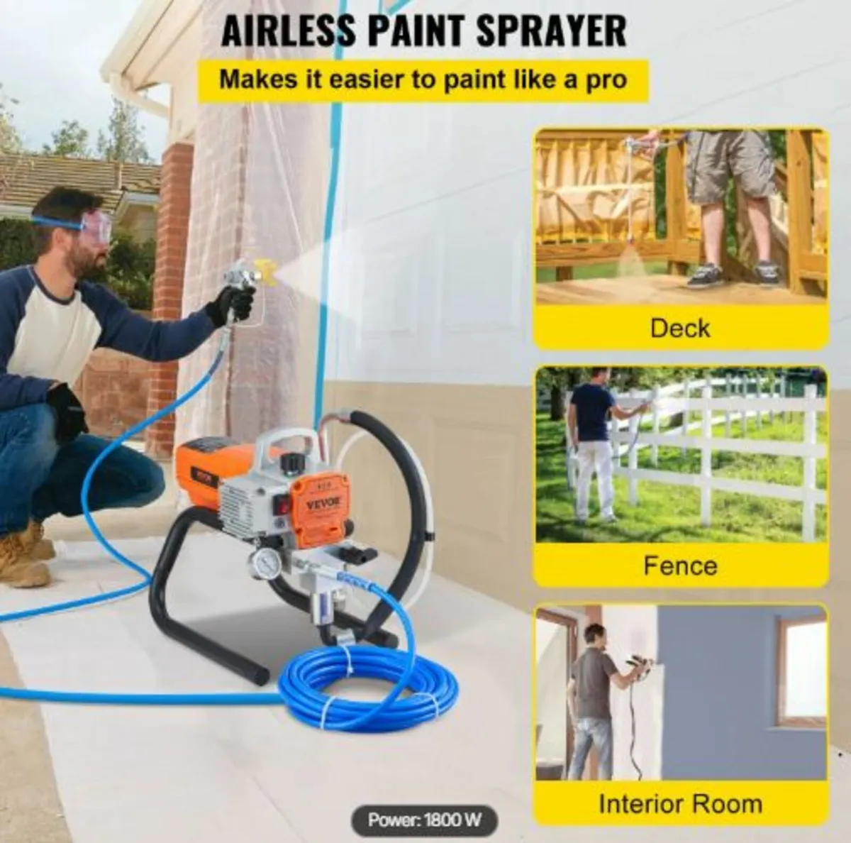 Pro Airless Wall Paint Sprayer, 1800W Electric - Image 2
