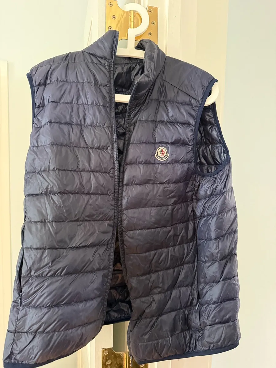 Men’s moncler navy gilet jacket - Image 2