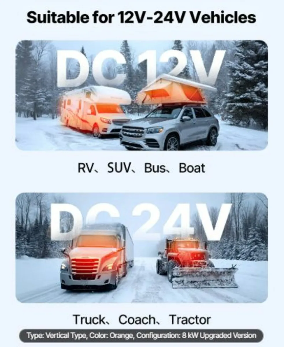 Diesel Air Heater, 8 kW DC12-24V, Fast Heating - Image 2