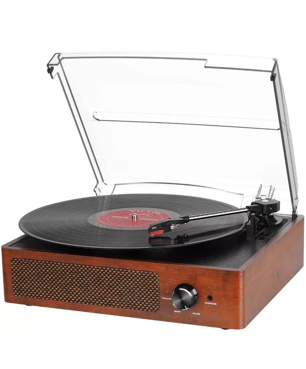 NEW Vinyl Record Player Retro Style - Image 1