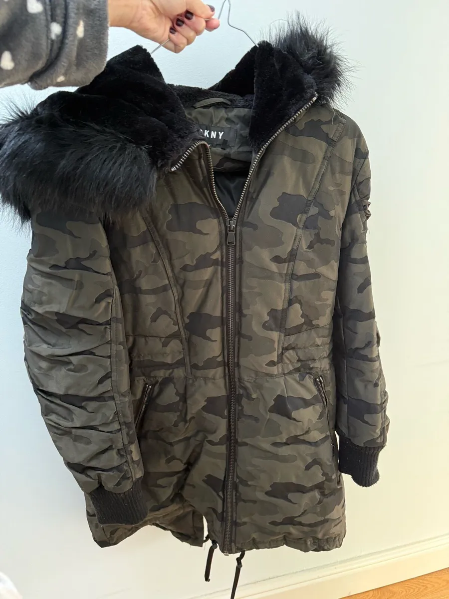 DKNY Army print puffer coat - Image 1
