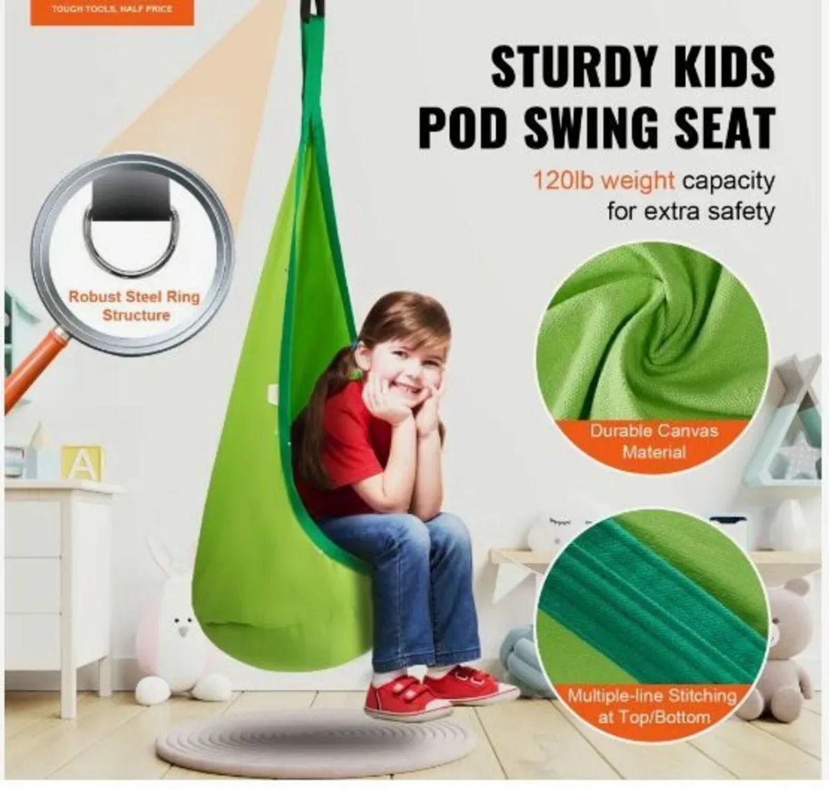 Kids Pod Swing Seat Hanging - Image 2