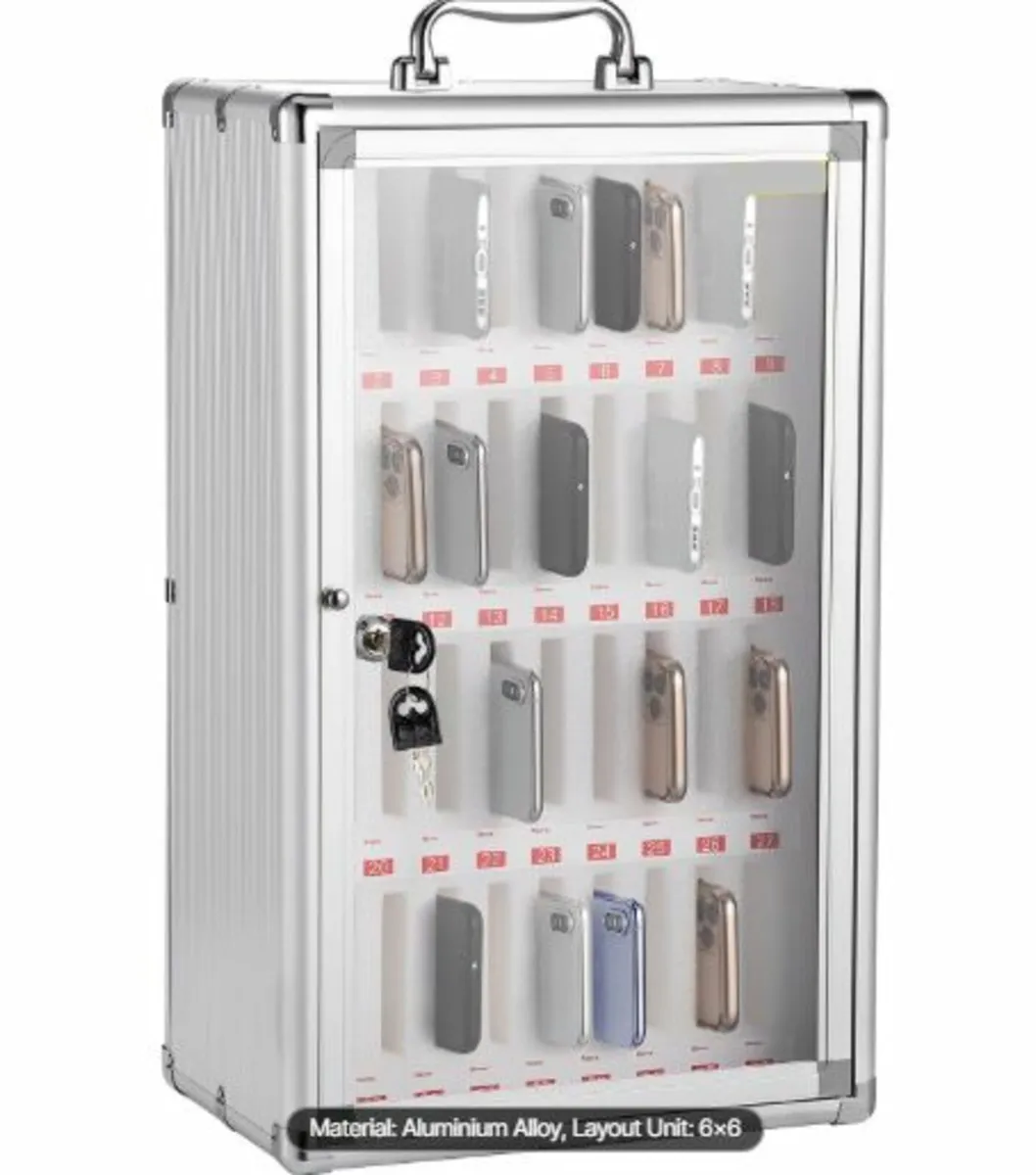 Cell Phone Storage Cabinet, 36 Slots, Aluminum - Image 1
