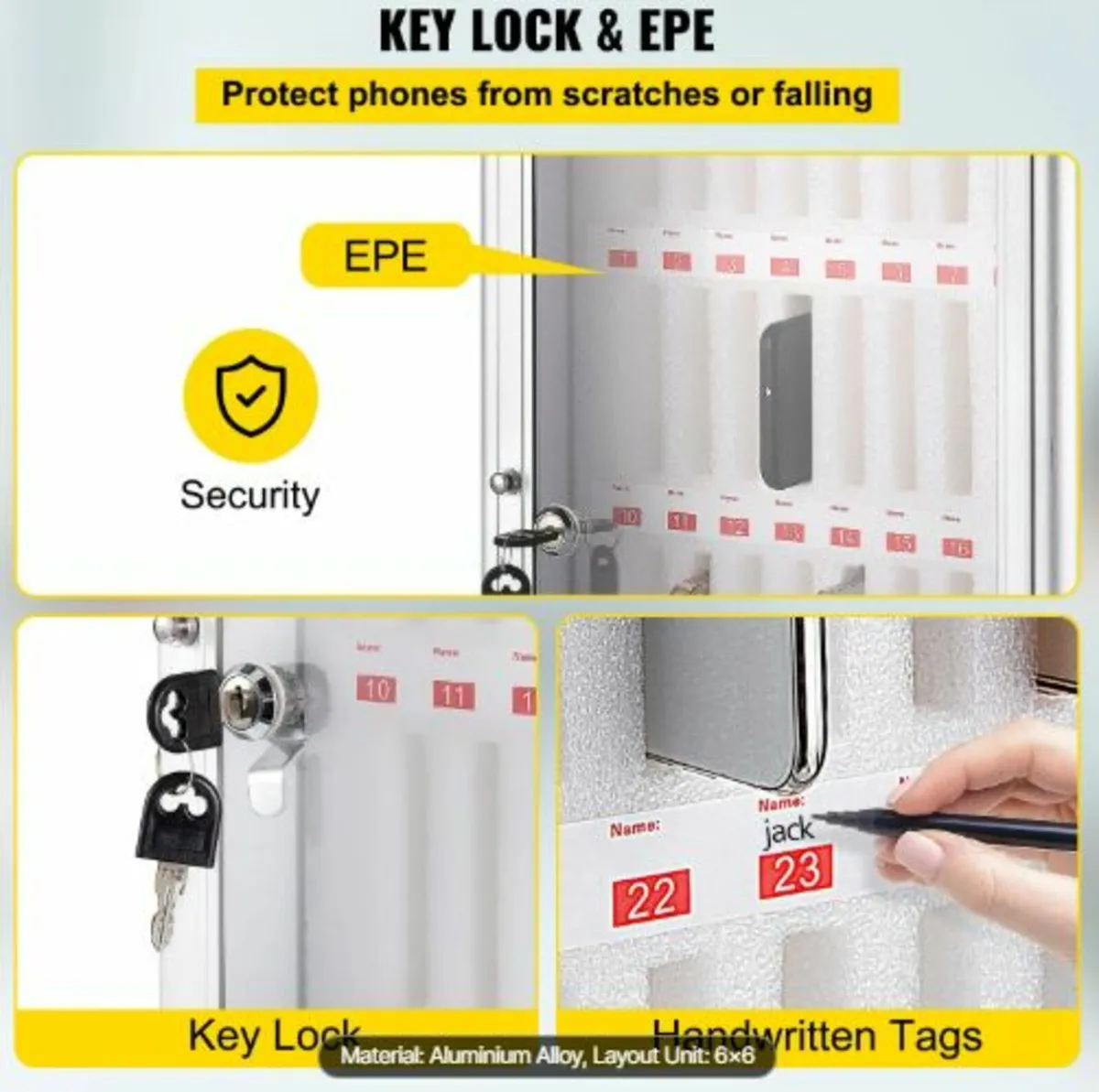 Cell Phone Storage Cabinet, 36 Slots, Aluminum - Image 2