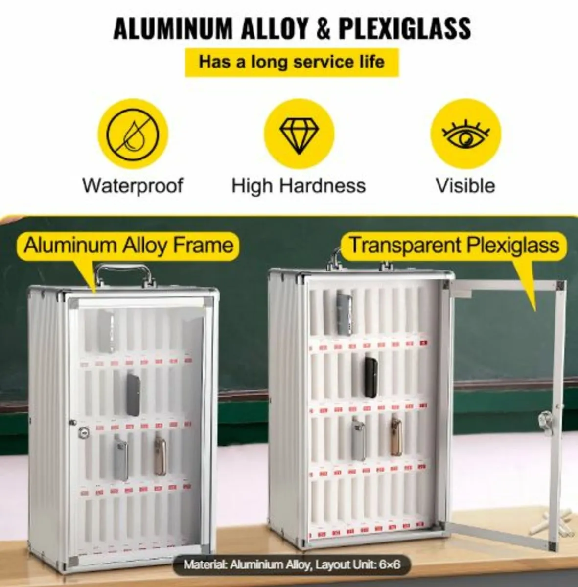 Cell Phone Storage Cabinet, 36 Slots, Aluminum - Image 3
