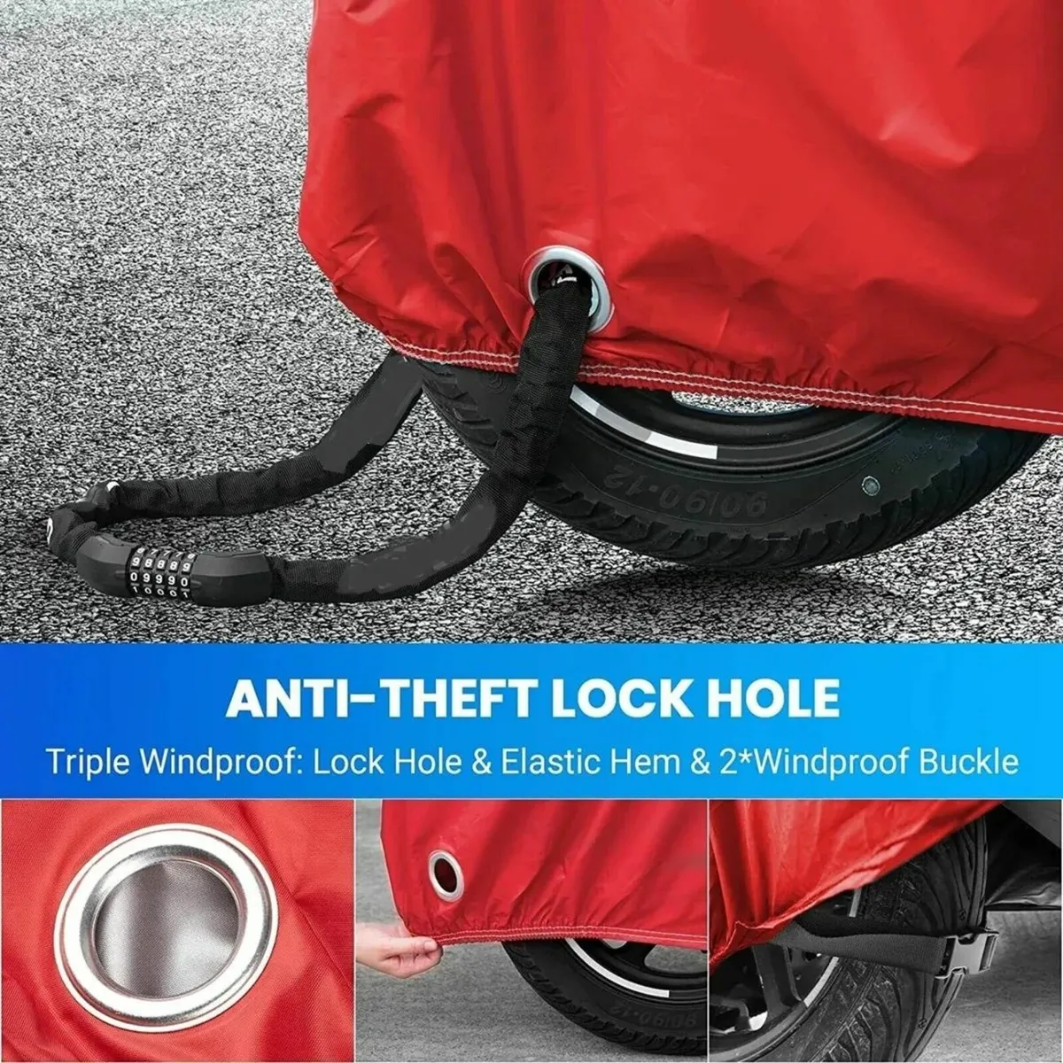 Motorcycle Cover 210D Waterproof Outdoor Motorbike - Image 3