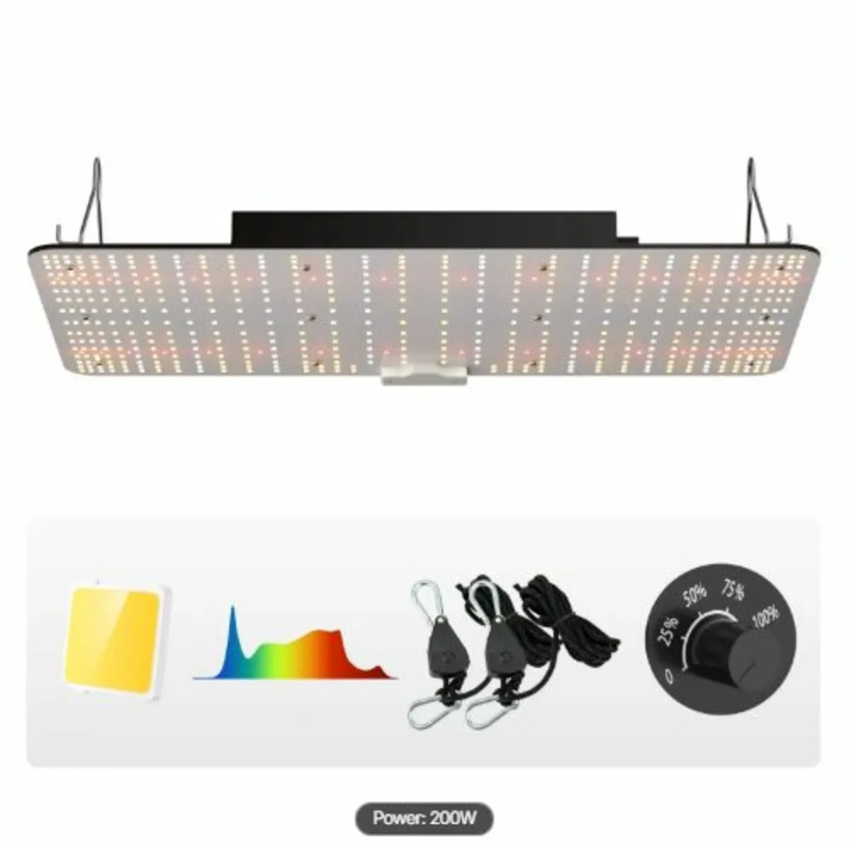 LED Grow Light, 200W Full Spectrum Dimmable, High - Image 1