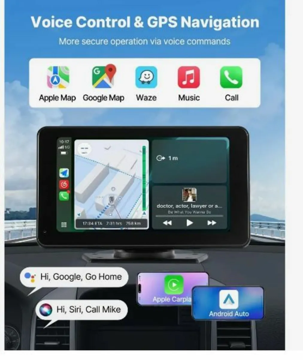 Wireless Car Stereo, 177.8mm HD Portable Radio - Image 2