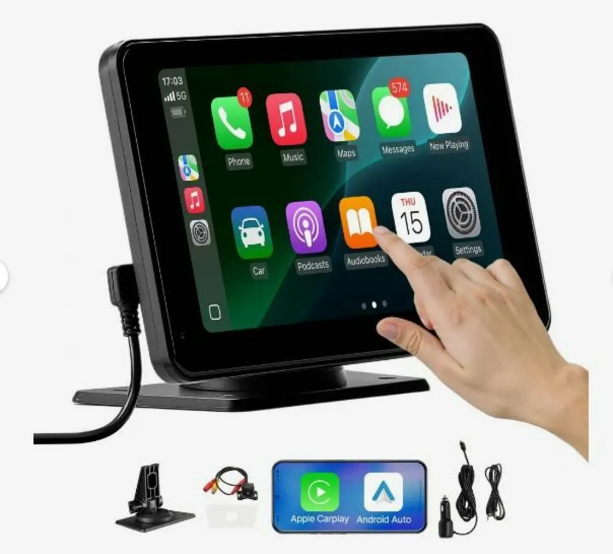 Wireless Car Stereo, 177.8mm HD Portable Radio - Image 1