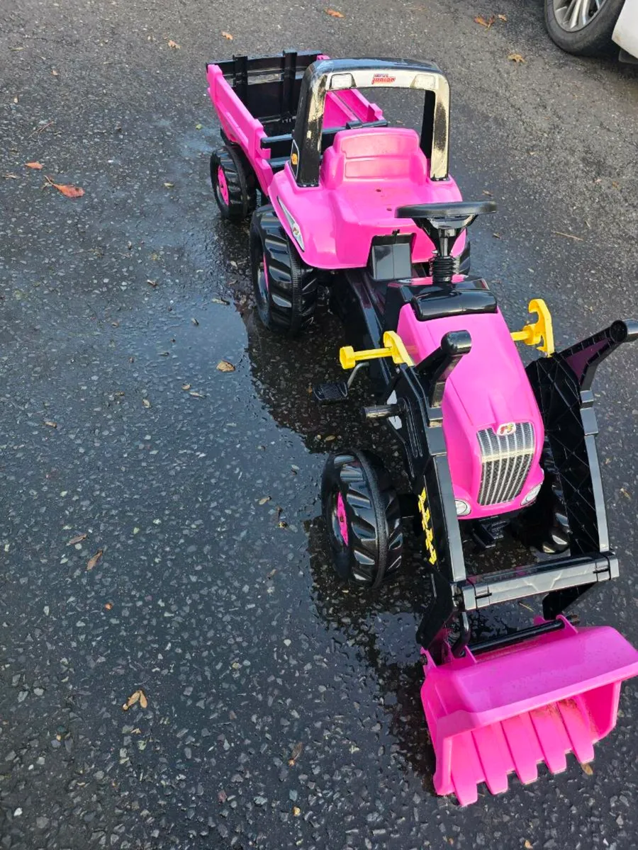 Girls rolly junior ride on tractor and trailer - Image 1