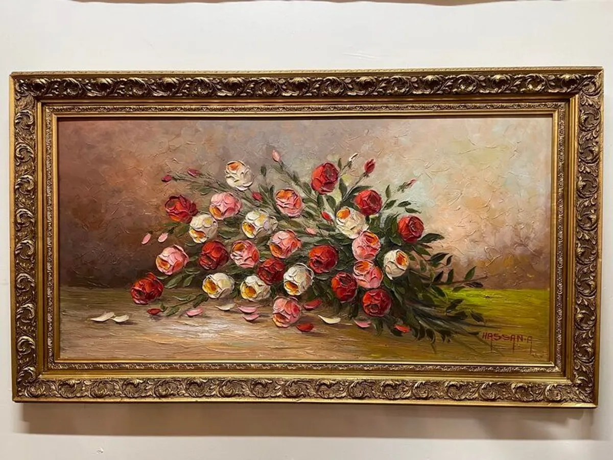 Beautiful Large 20th Century Still Life Oil Painting on Canvas. - Image 1