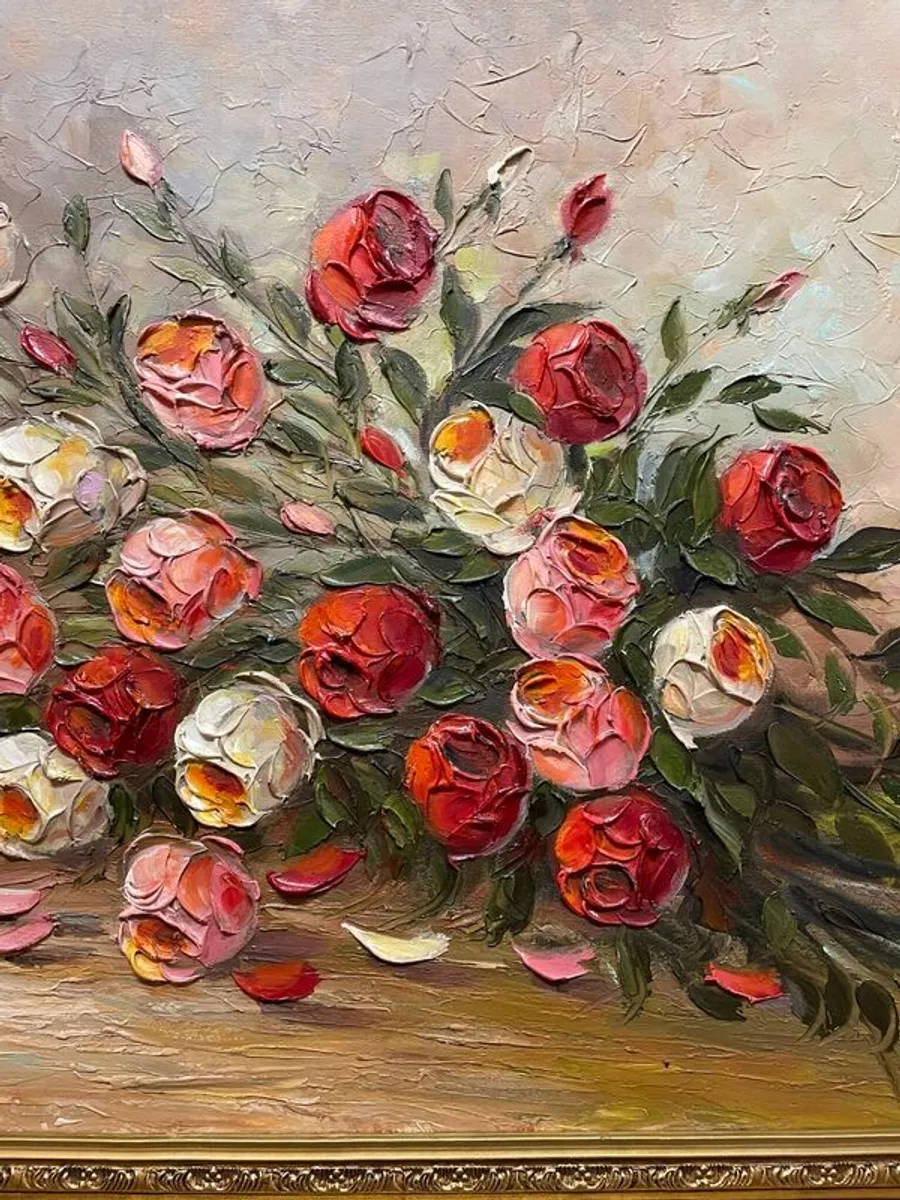 Beautiful Large 20th Century Still Life Oil Painting on Canvas. - Image 3