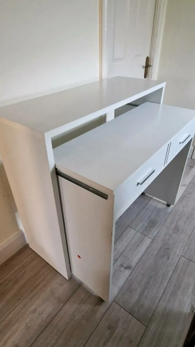 White Compact Desk with Drawers - Image 2