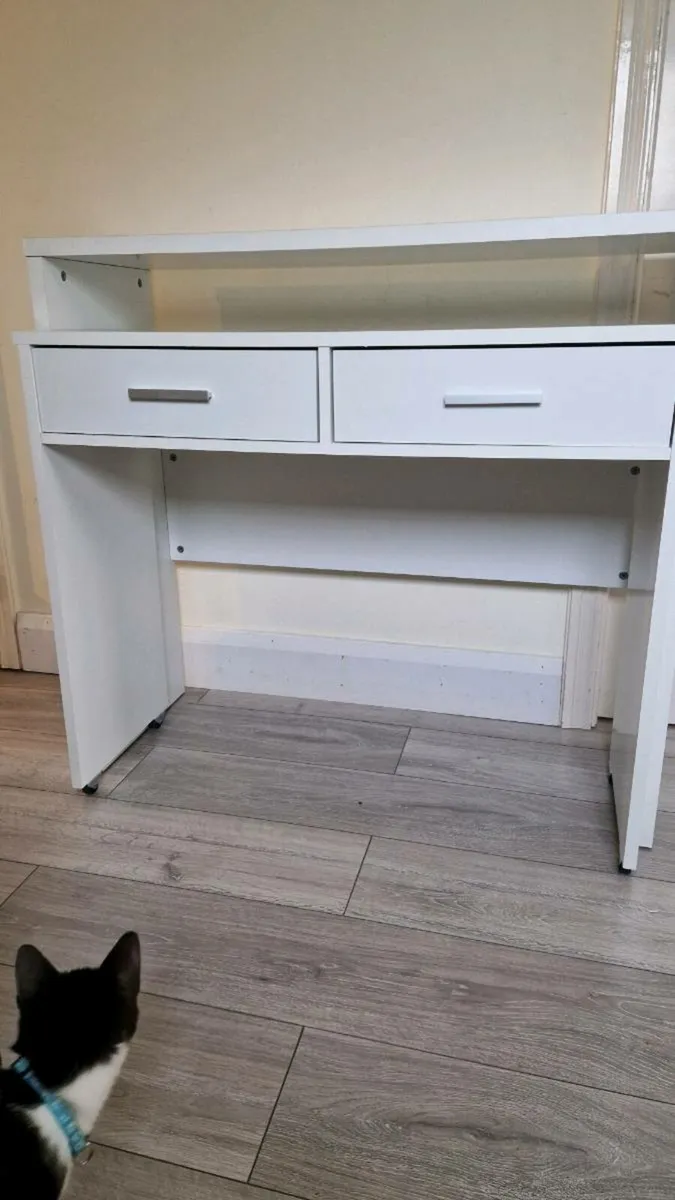 White Compact Desk with Drawers - Image 4