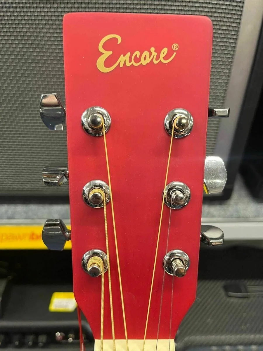 Encore Red Acoustic Guitar - Image 3