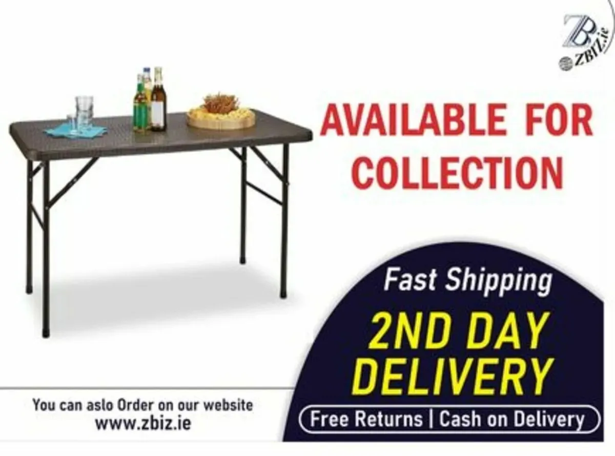 Rattan Look Weatherproof Folding Garden Table - Image 1