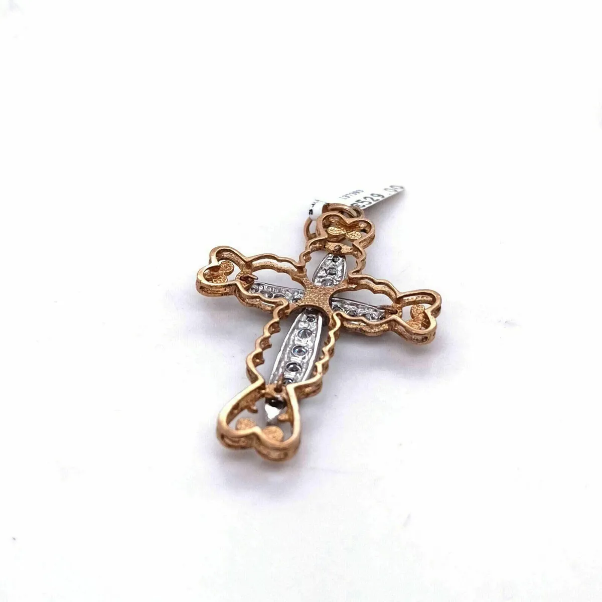 Large Fancy Cross 9k Gold & Zirconias - Image 3