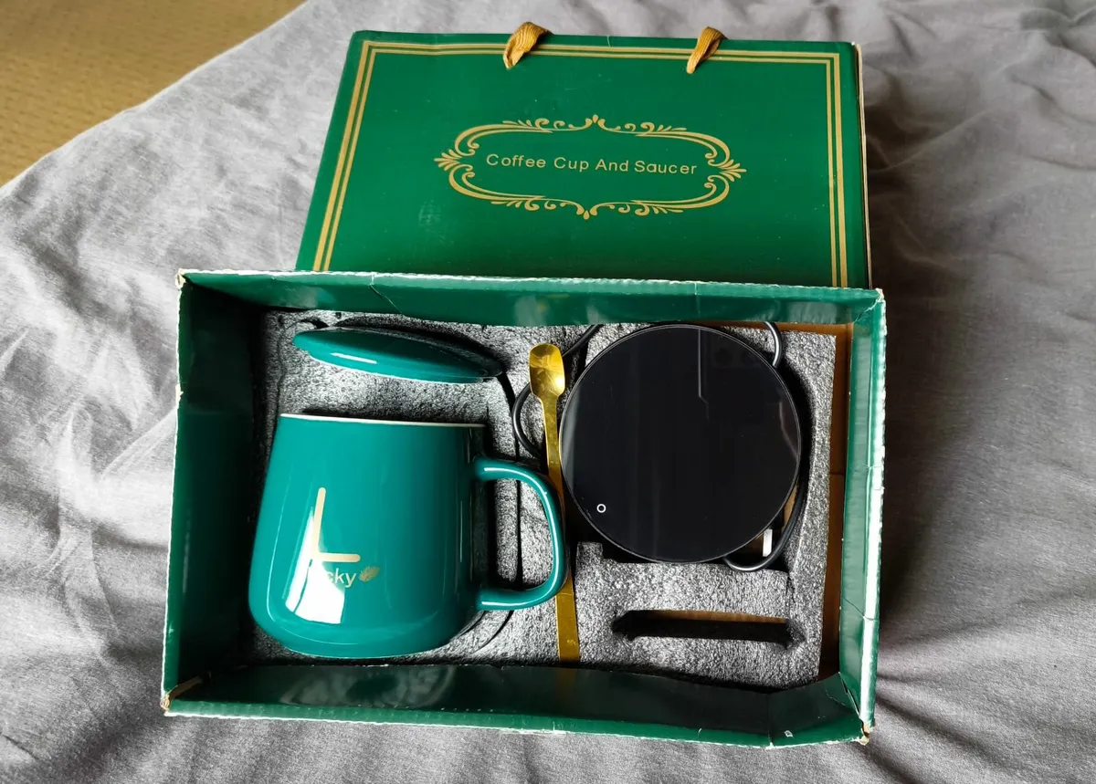 Portable USB Heated Mug Set with Lid, Spoon - Image 1