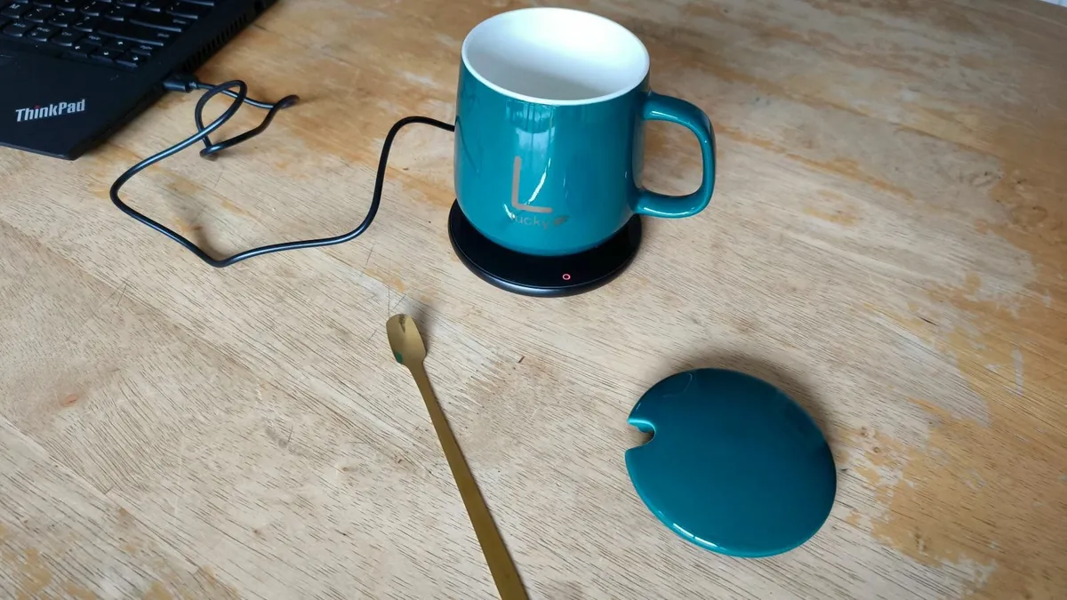 Portable USB Heated Mug Set with Lid, Spoon - Image 3