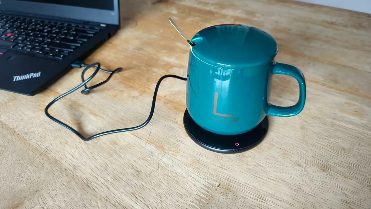 Portable USB Heated Mug Set with Lid, Spoon - Image 4